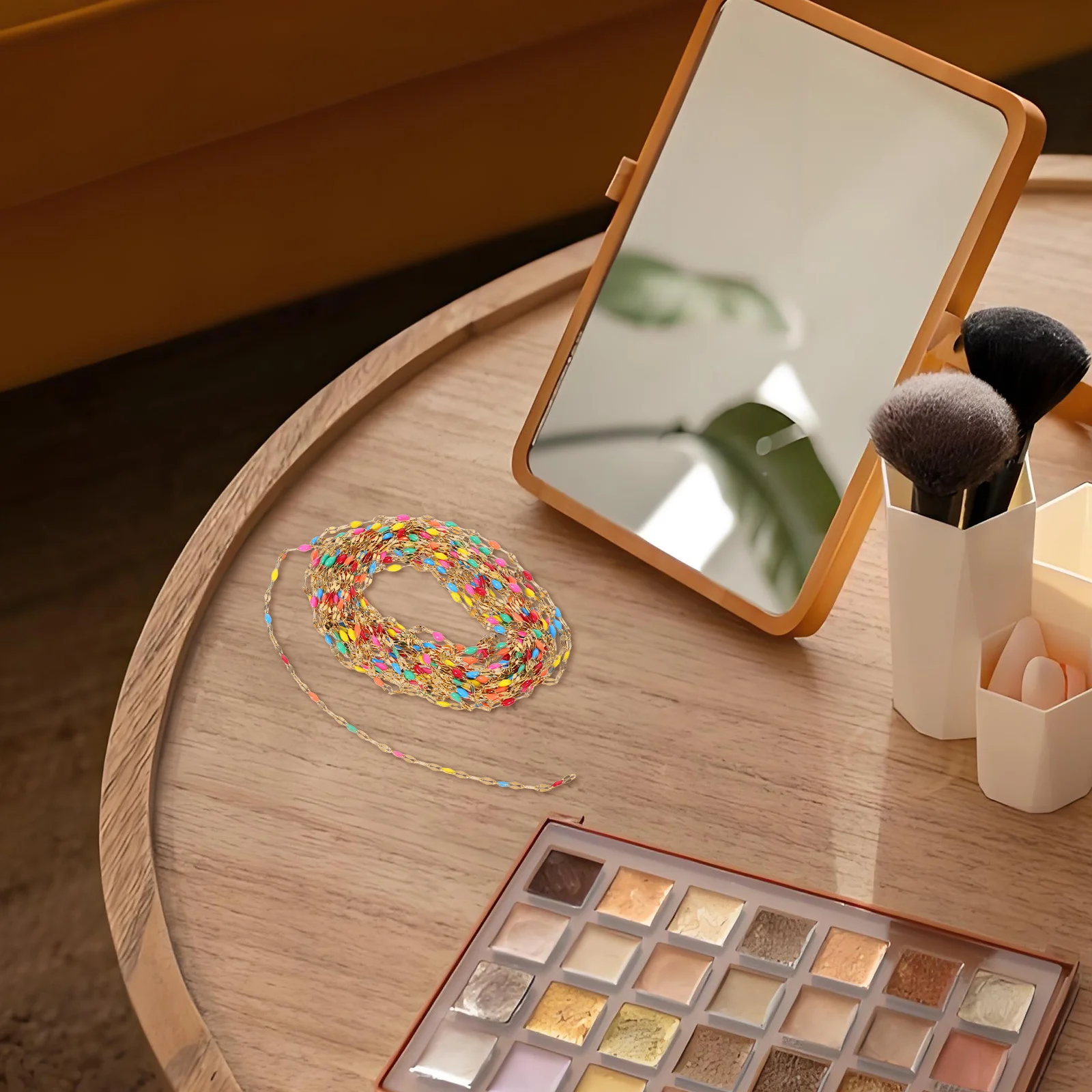 1 Rolls Stainless Steel Enamel Beaded Necklace Chain Colorful DIY Jewelry Chain for Necklace Bracelet Making Daily Party Wear