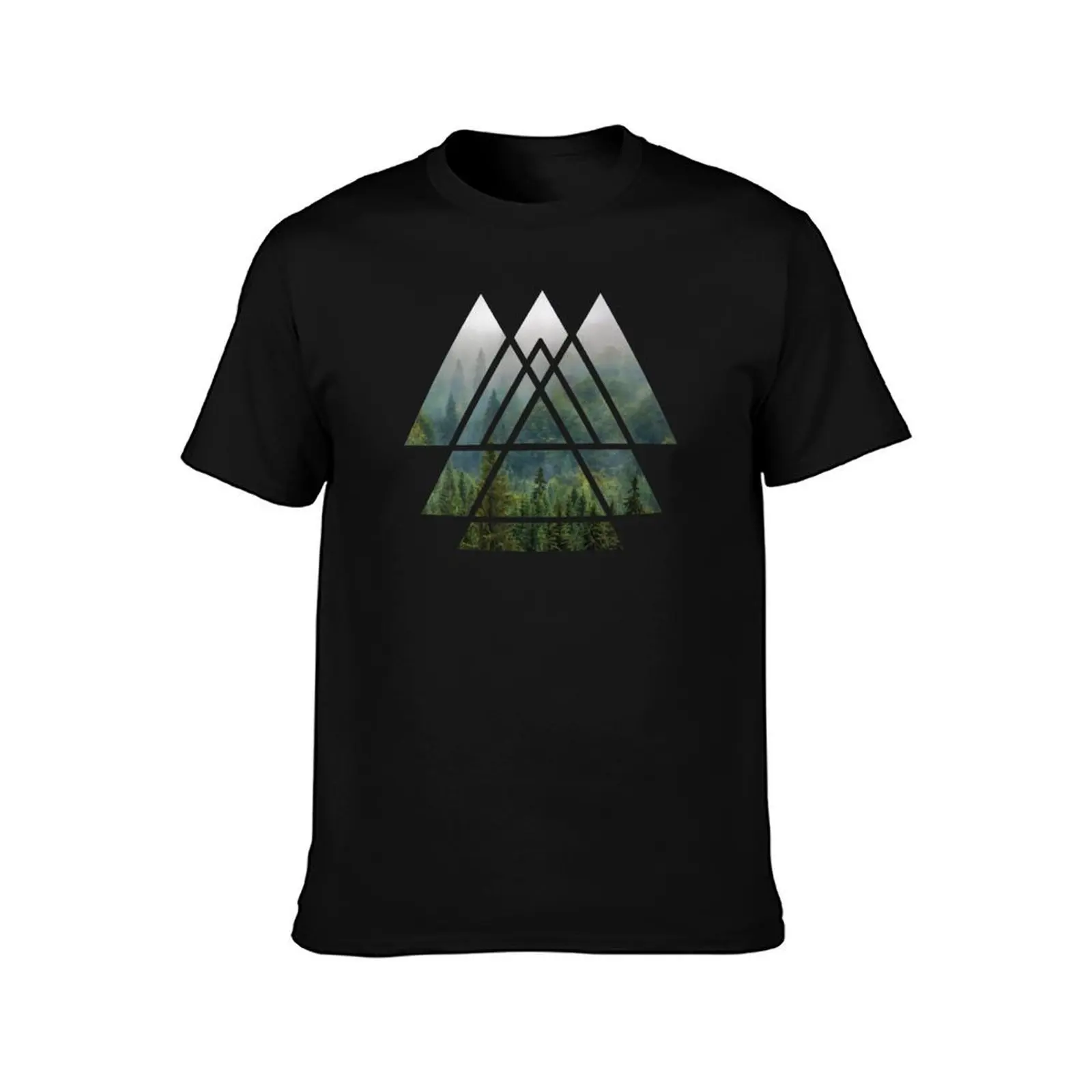 Sacred Geometry Triangles - Misty Forest T-Shirt man t shirts for men casual T-Shirt
