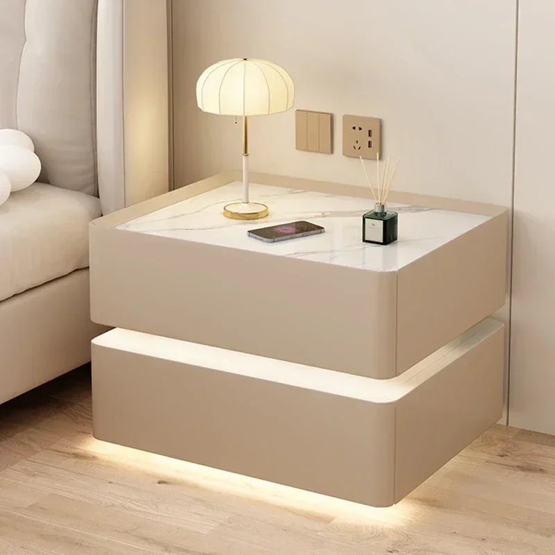 Storage Modern Nightstand Light Sensor Dimmable Wireless Chargeing Smart Bedside Table Luxury Trendy Table De Nuit Furniture