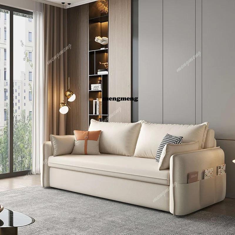 Sofás Nórdicos Extensibles con Almacenamiento, Diseño Recto Multifuncional, Sofás Elegantes Convertibles en Cama Plegable, Muebles para el Hogar