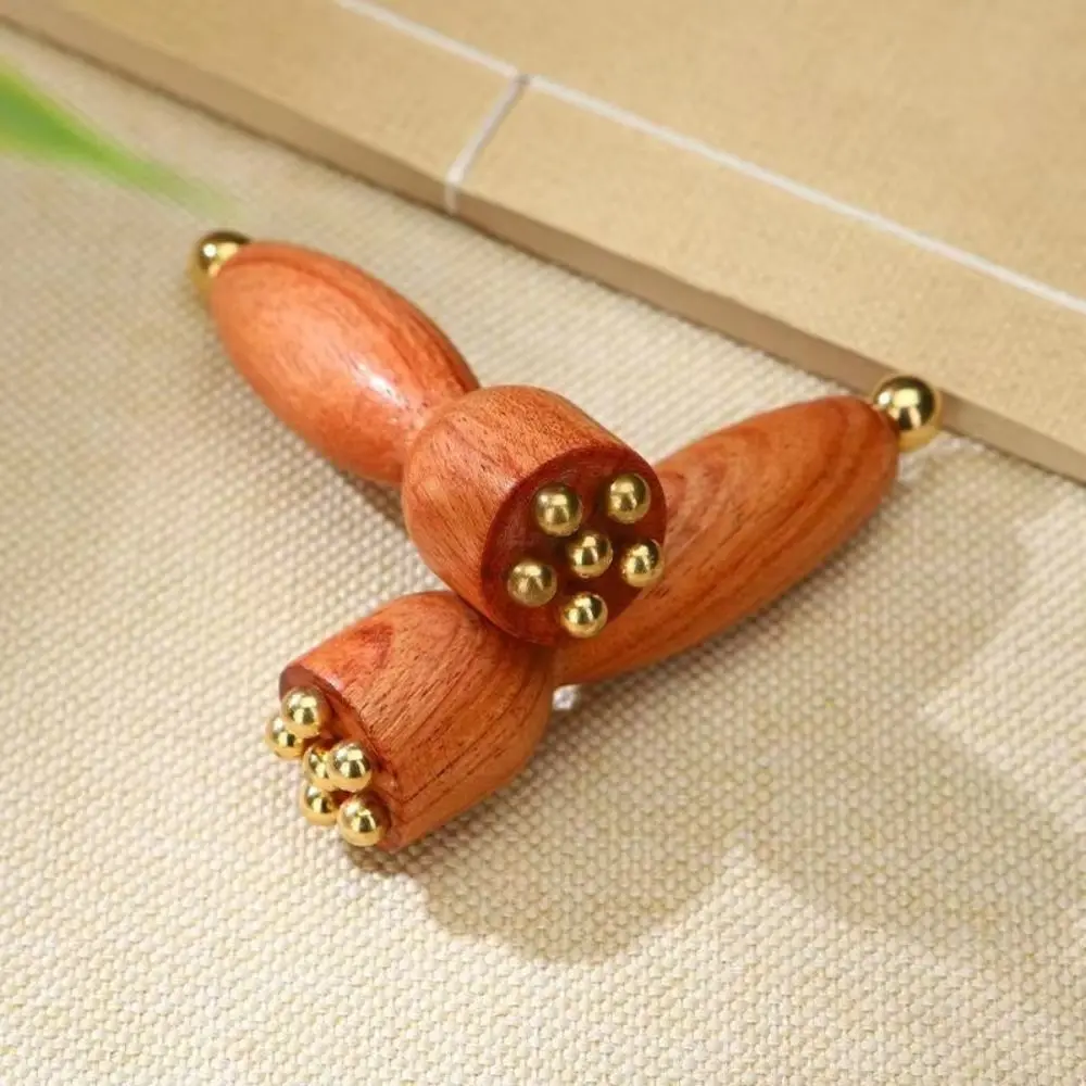 New Lotus Pod Eye Massager Roller 5 Teeth Wooden Eye Scraping Tendon Stick Mini Skin Care Tool for Relieve Facial Fatigue