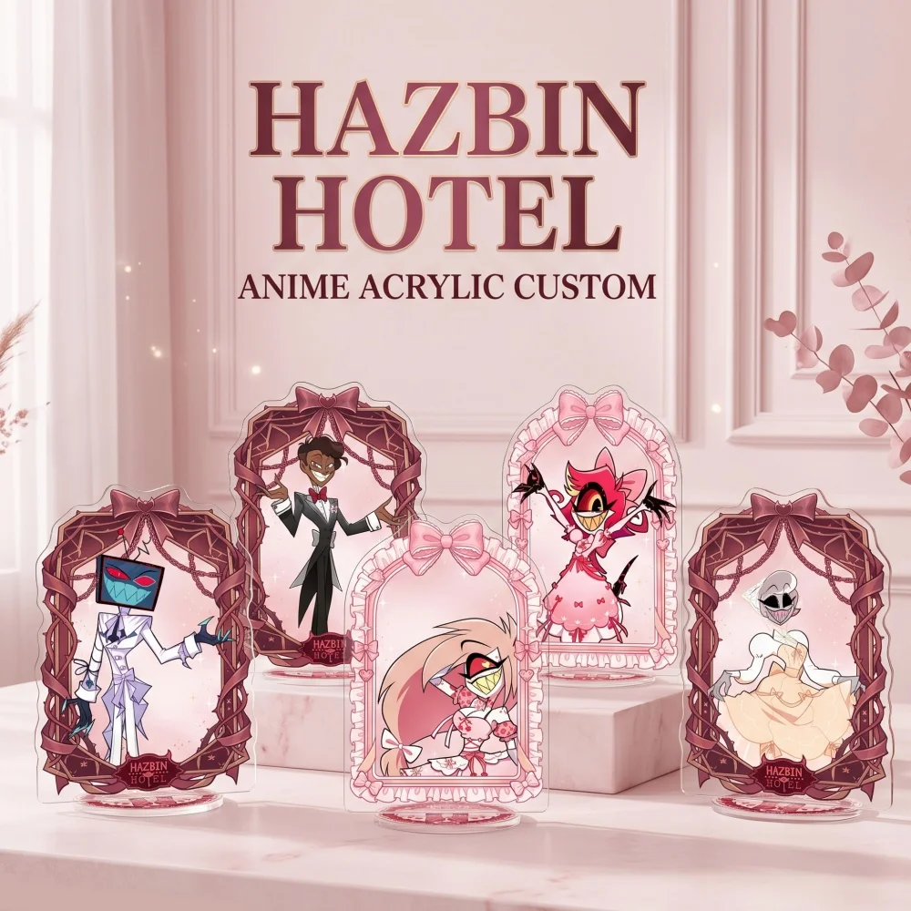 Hazbin Hotel Acrylic Stand Keychain Alastor Charlie Angel Dust Vox Anime Figure Desk Decoration Custom Pattern