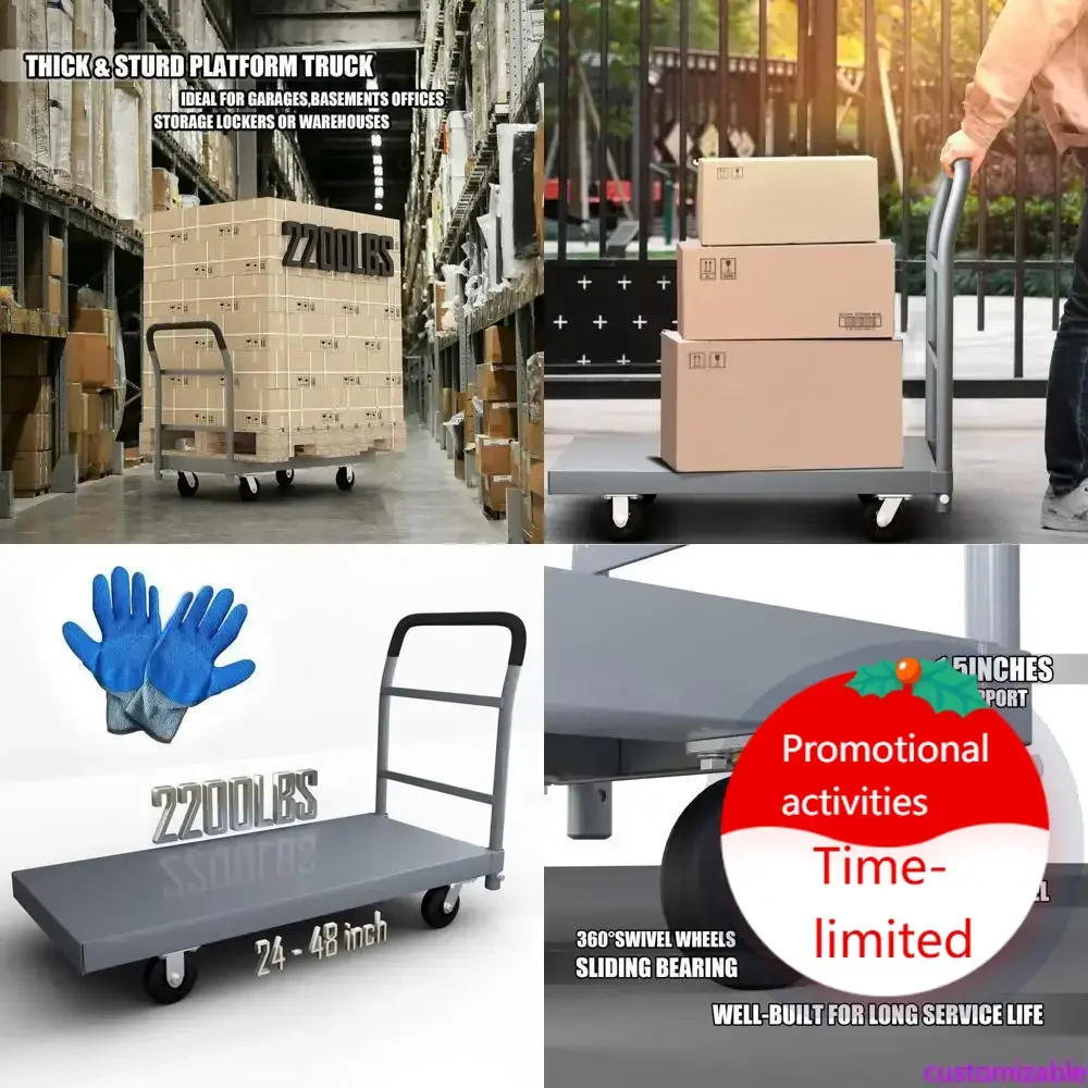 

Горячая распродажа: Промышленная складная тележка-платформа, грузоподъемность 2200 фунтов, платформа 48x24 дюйма, стальная ручка