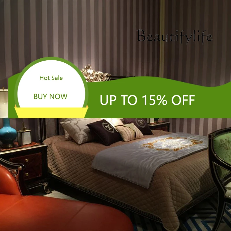 

Неоклассическая мебель для спальни, двуспальная кровать из массива дерева с ручной резьбой и роскошной обивкой для главной спальни, 1.8 м