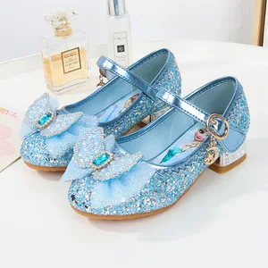 Sandaletler prenses dondurulmuş, dişi, Disney, çocuk ayakkabıları, yüksek topuklu ayakkabılar, pembe, koyu mavi, - beden, modaya uygun bebek ayakkabının en büyük satışlarından 12'si karşılaştırıldı-no. 1