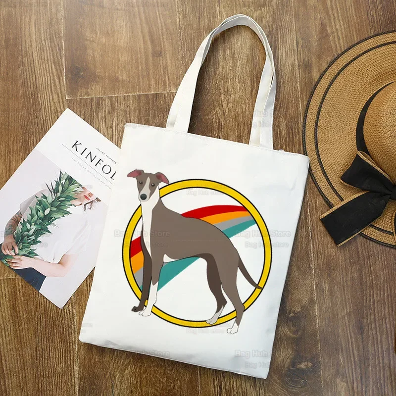 Greyhound สุนัข Crazy Greyhound Lady Shopping Bag ร้านขายของชํา Shopper Jute Bag Tote Bag Shopping Reusable Bolsa Compra Sacolas