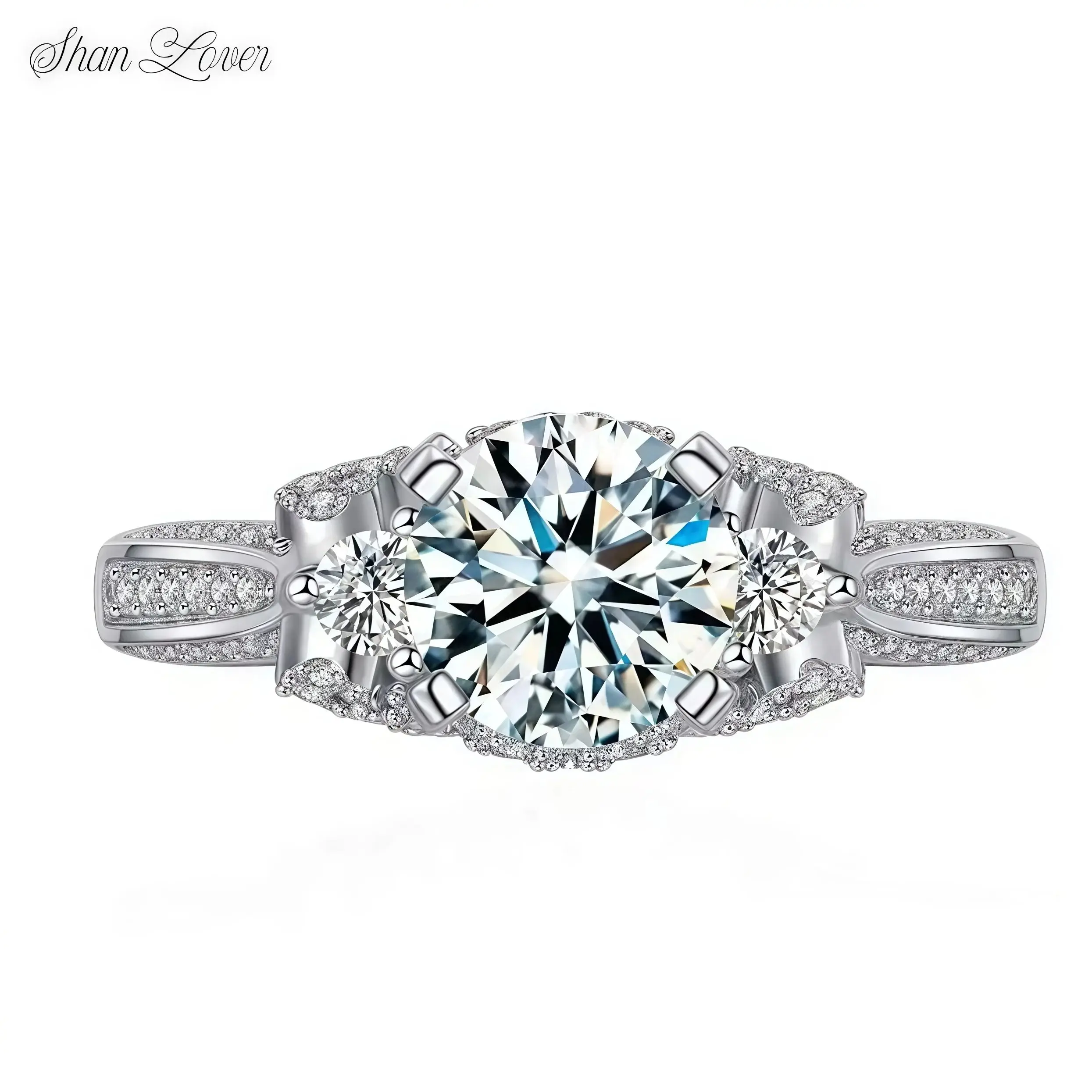 

ShanLover Brand CMA Certificate 925 Sterling Silver Gemstones Ring for Women Moissanite Gemstones Diamond Rings Jewelry