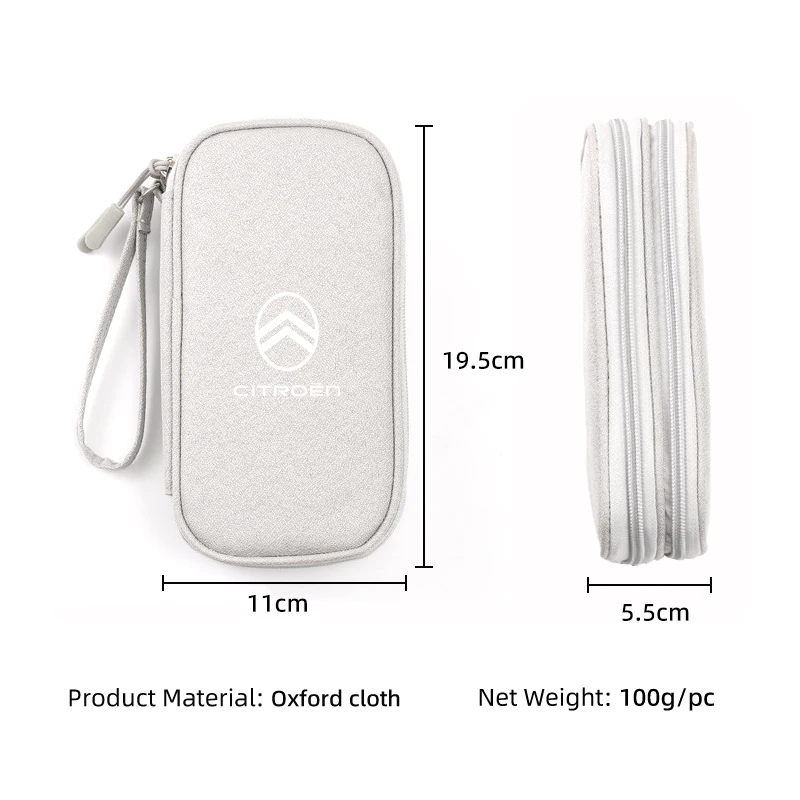 Car Digital Storage Bag USB Data Cable Organizer Accessories For Citroen C4 C3 C5 C1 C2 VTS Berlingo Celysee Xsara Picasso - view 6