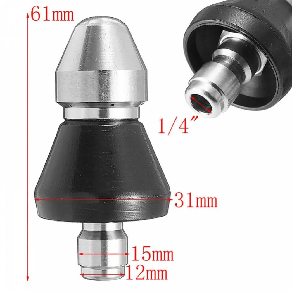 1/4inch Pressure Washer Sewer Jetter Nozzle Drain Hose Nozzle Cleaning Pipe Jetter for Water Pipe Flushing / Cleaning Sewer