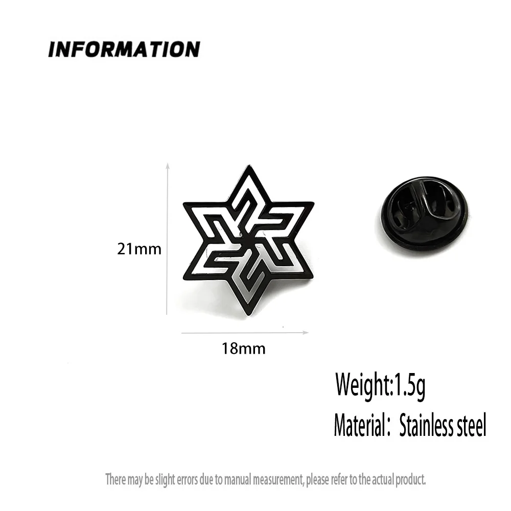 Gold Color Stainless Steel Unique Line Pattern Star Brooch Pins Women's Trendy Jewelry Multi Functional Enamel Pin Accessories