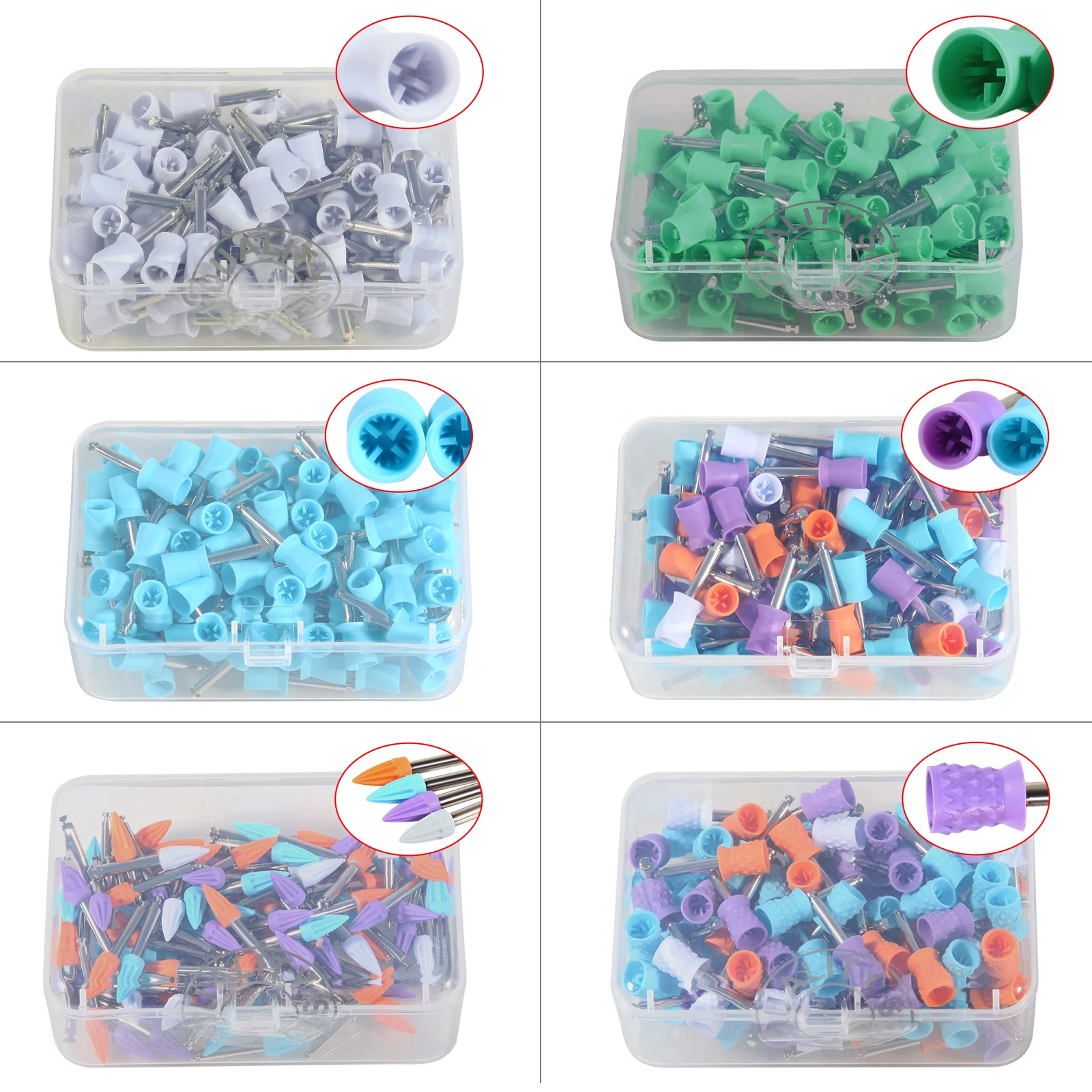 100Pcs/Box Dental Rubber Latch type Polishing Prophy Cups Soft Hard White Blue Green Mix Colorful Polish Disposable Cup Dentist