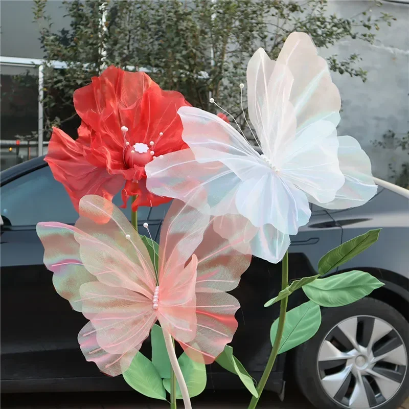 

50cm Big Simulation Butterfly 3D Outdoor Shopping Mall Wedding Festival Decoration Hollow Large Hanging Gauze Fake Butterfly