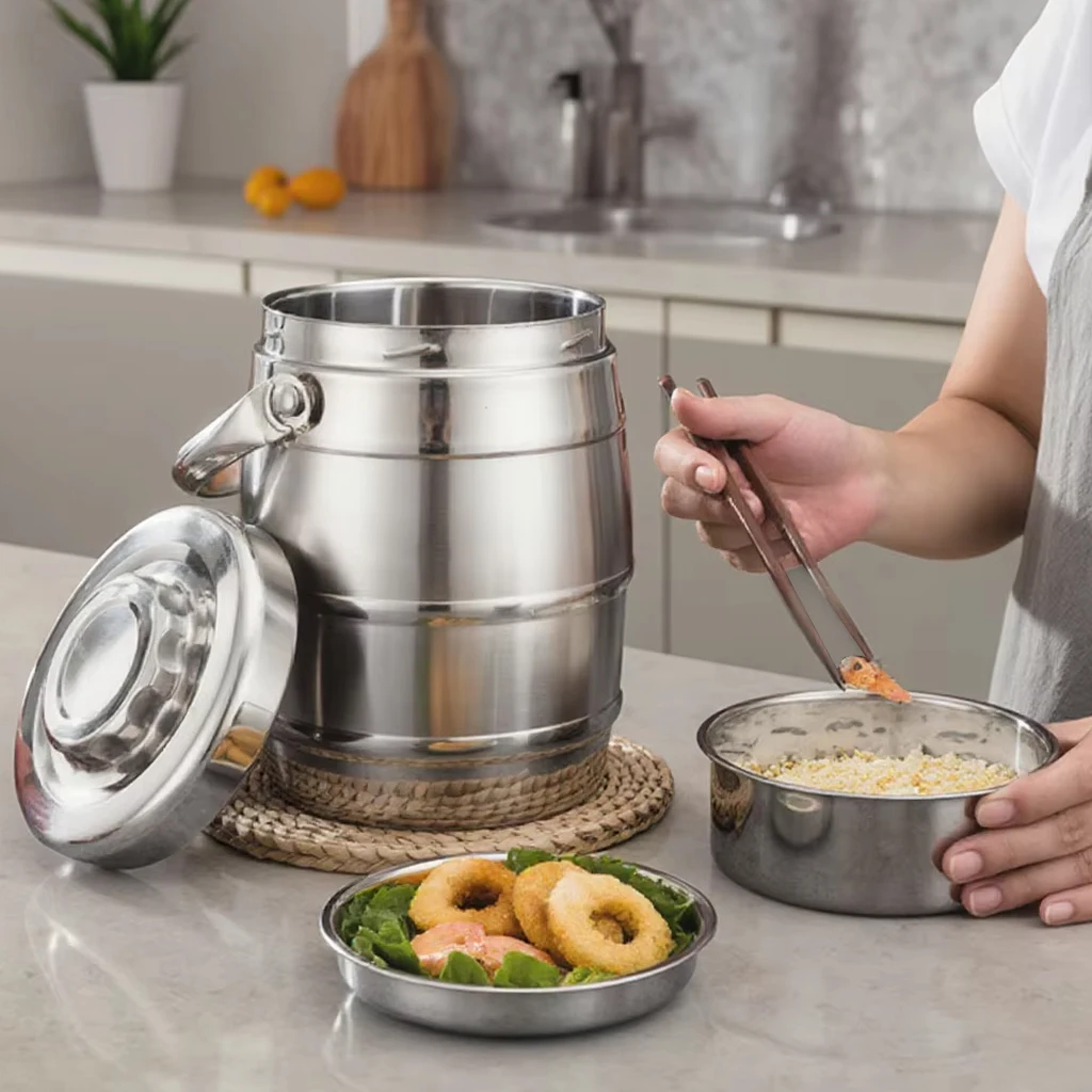 

Stainless Steel 8L Double Wall Vacuum Lunch Box Food Carrier Steel Soup Container Insulation Tiffin Box