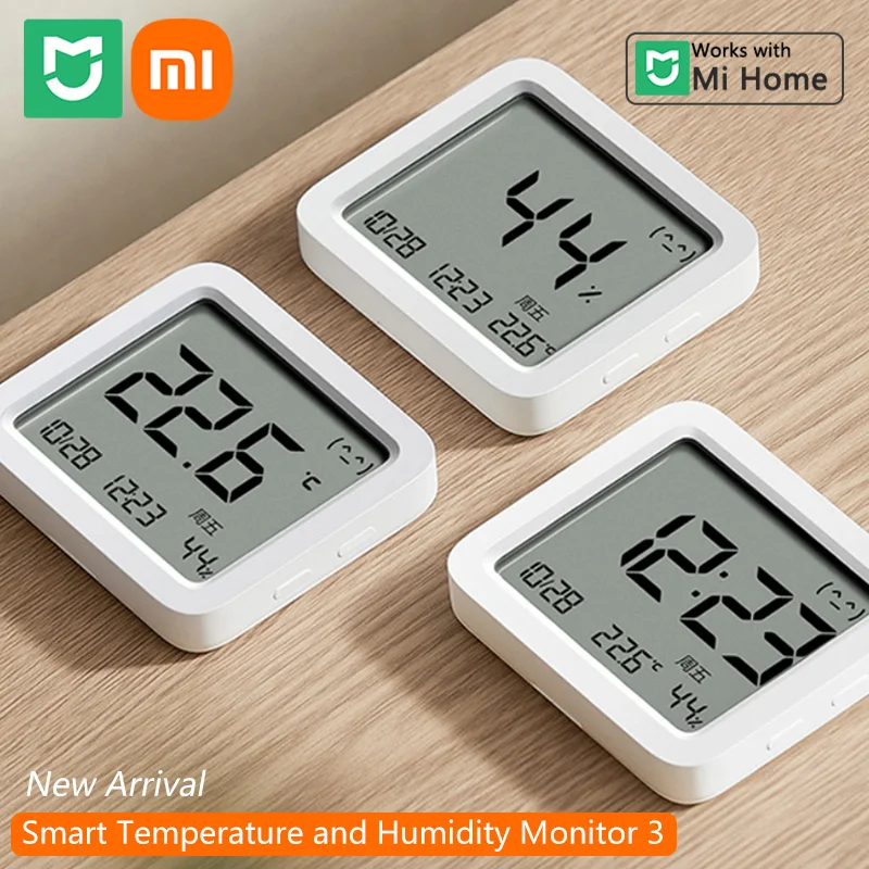 Xiaomi-Monitor inteligente de temperatura y humedad, 3 sensores digitales de alta precisión, pantalla multifuncional, malla Bluetooth para Mi Home
