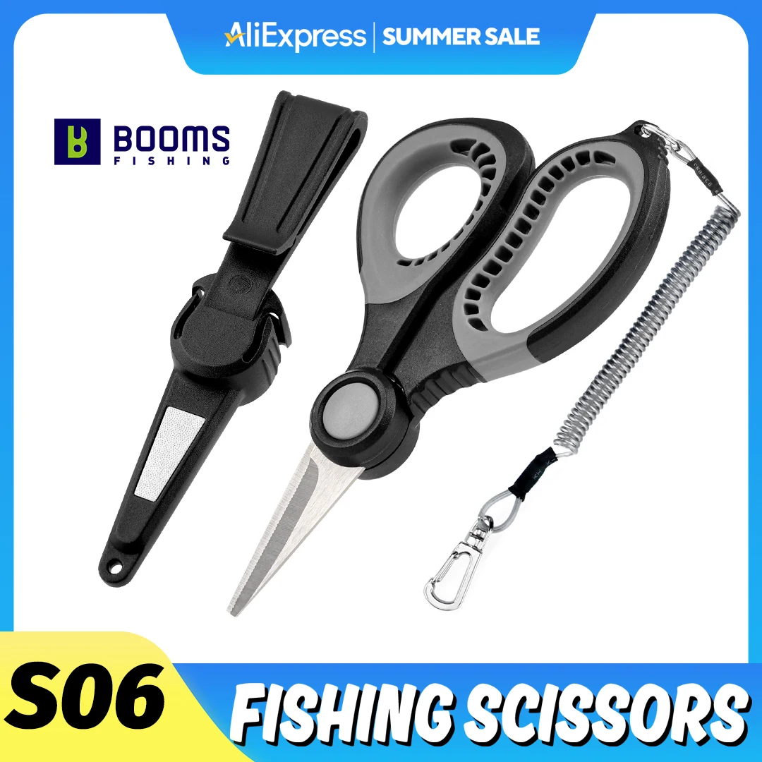 

Booms Fishing S06 Braid Line Scissors Stainless Steel Anti-Slip Handle with Sheath Sharp Wire Cutter Sea Fishing Pliers Tools
