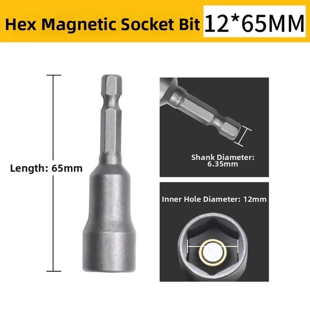 Magnetic Tip Impact Set 1/4 Inch Hex Shank Hexagonal Design Power Drill Bit Adapter 6-19mm Range Bolt Driver Nut Driver