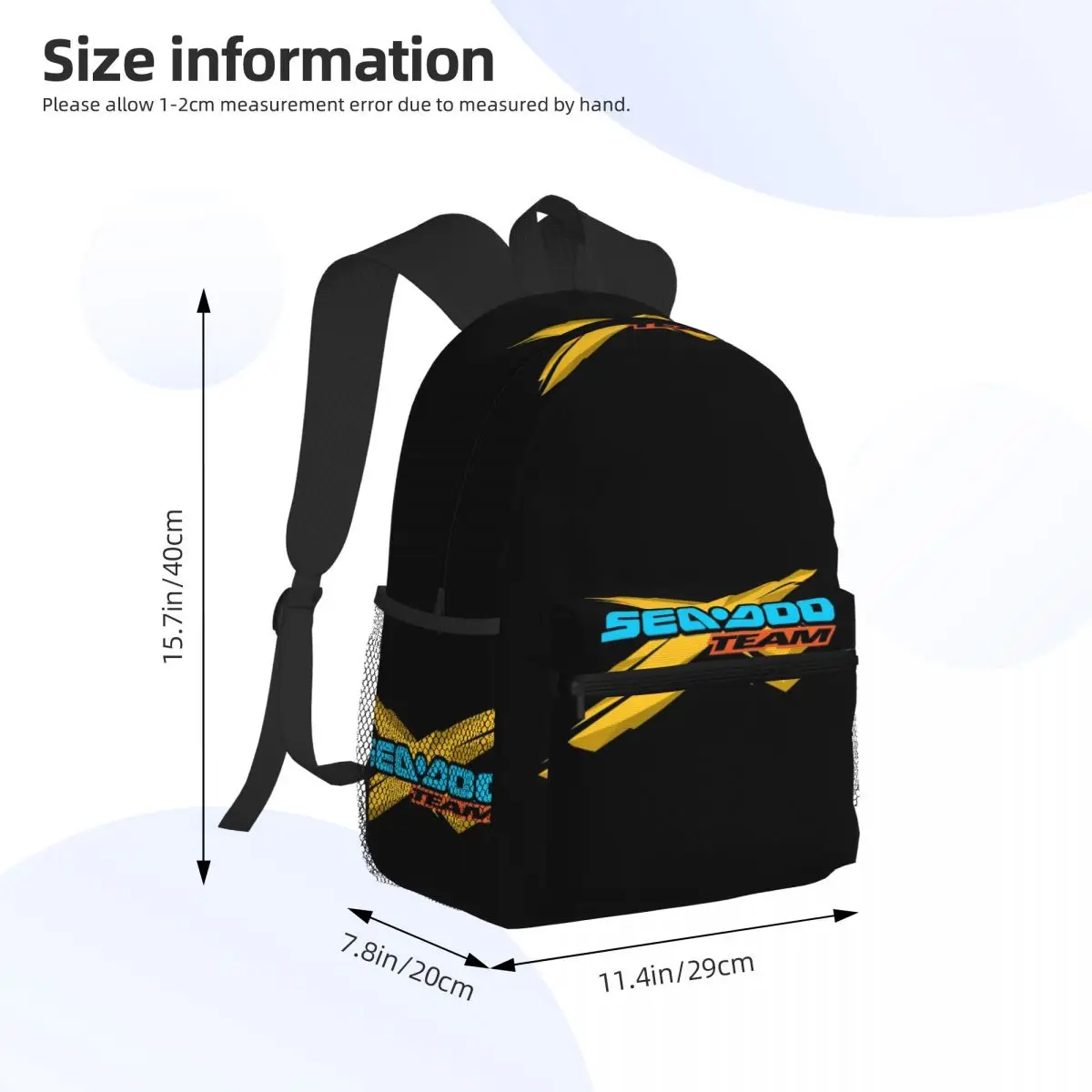 Sea Doo Team Rxt Brt Marine Student Backpack School Bag Hiking Travel Daypack for Boys Girls Bookbag Shoulder Bags