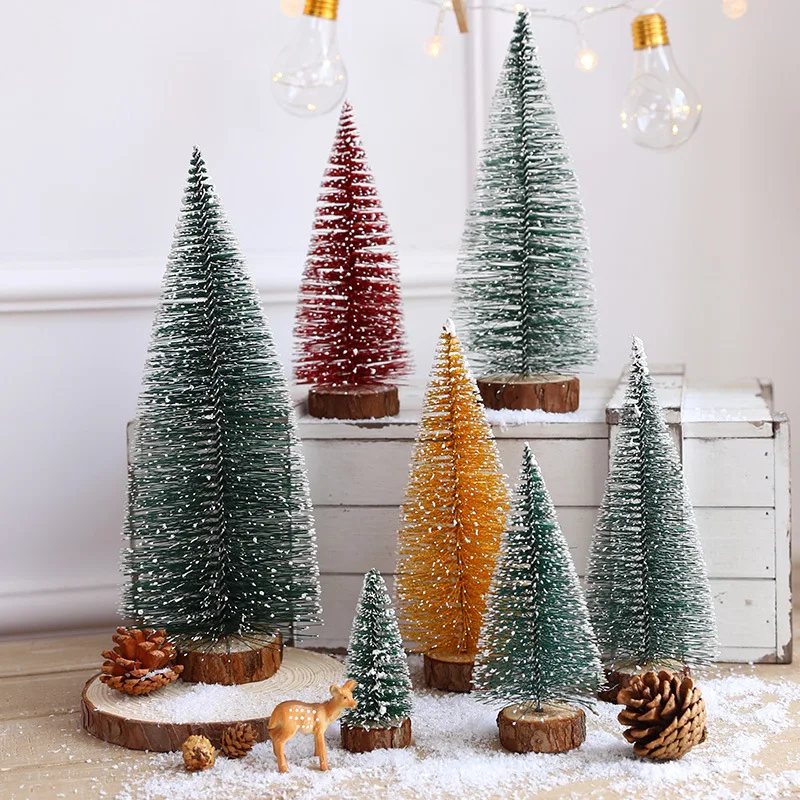 

2025New Mini Christmas Tree Snow Covered Pine TreeDIYWinter Snow Ornaments Tree for Christmas Party Family Gathering Bar