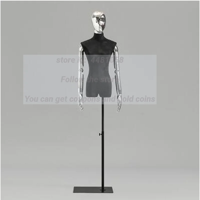 1PC Female Mannequin Hand Props, Half Length, Clothing Store, Full Body Platform, Electro Plating Head Doll, B057