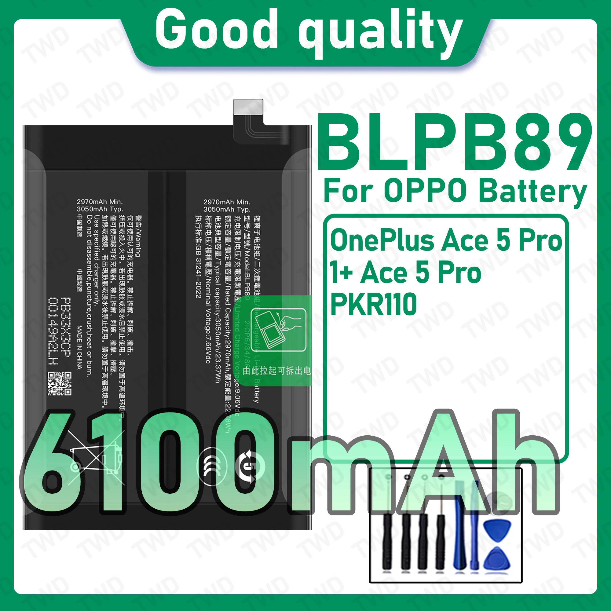 BLPB89 Brand New High Capacity Rechargeable Li-ion Replacement Battery For OPPO OnePlus Ace 5 Pro PKR110 Bateria+Free Tool
