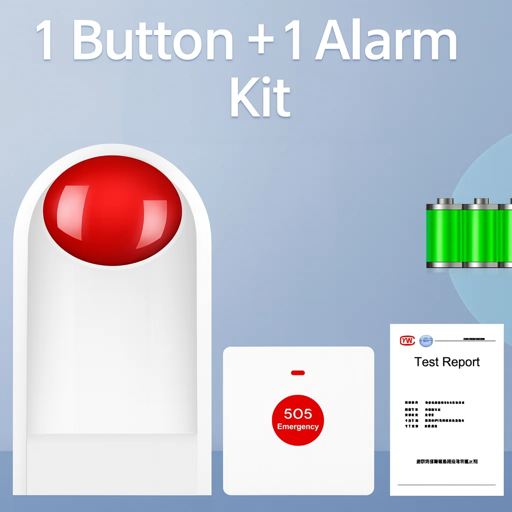 Wireless SOS Emergency Alarm for Disabled & Elderly | 200m Range | Bathroom Panic Button + Siren Light | Nursing Home/School