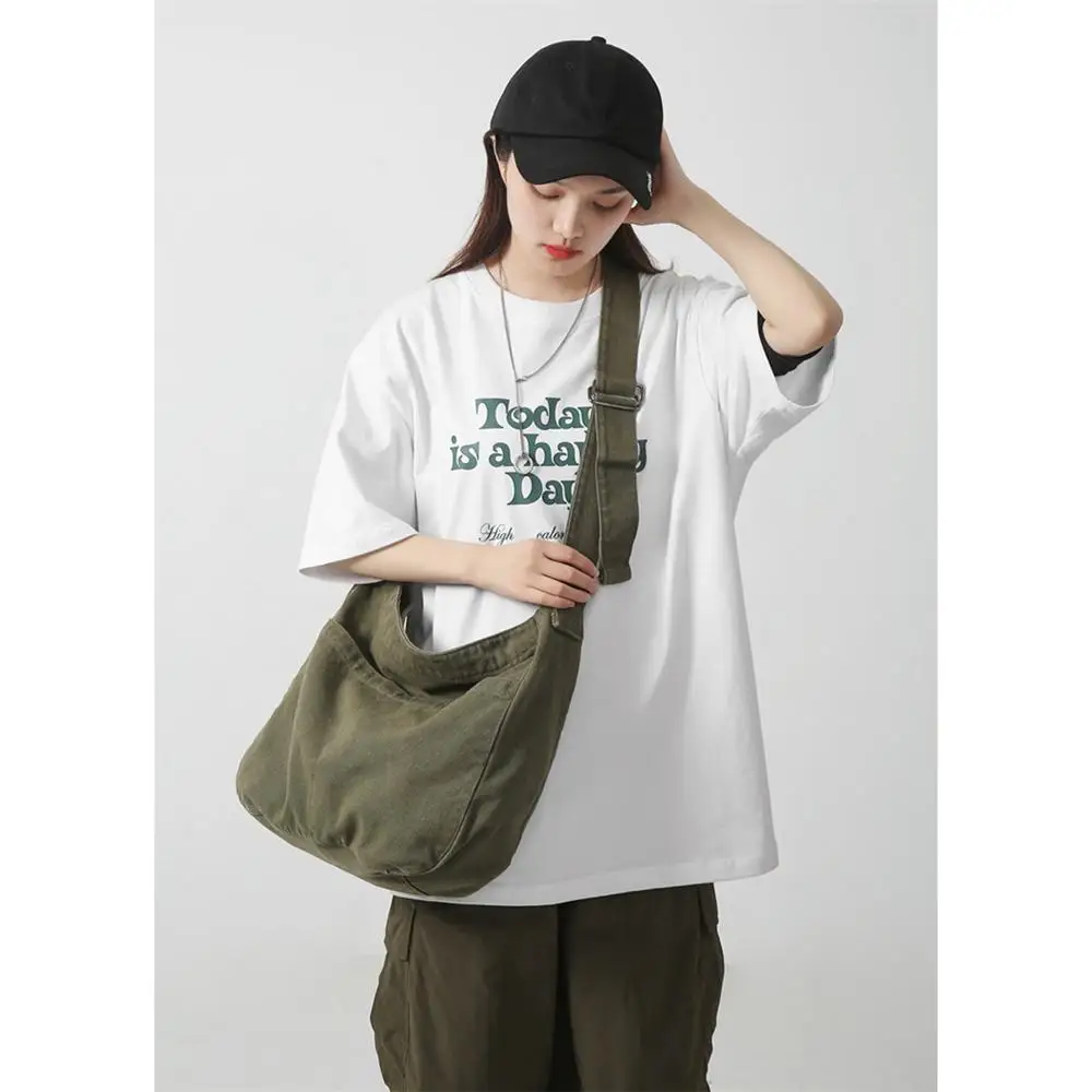 Large Capacity Crossbody Bag Canva Hobo Bag for Women and Men Casual Shoulder Tote Bag, Retro Messenger Bag