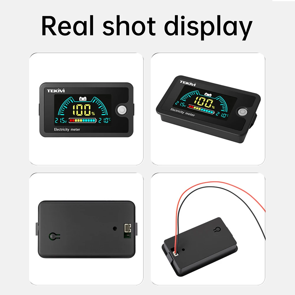 DC8–100 V LCD Colour Display Two-Wire Voltmeter, Power Indicator, Universal Battery Capacity Indicator, With Temperature Display