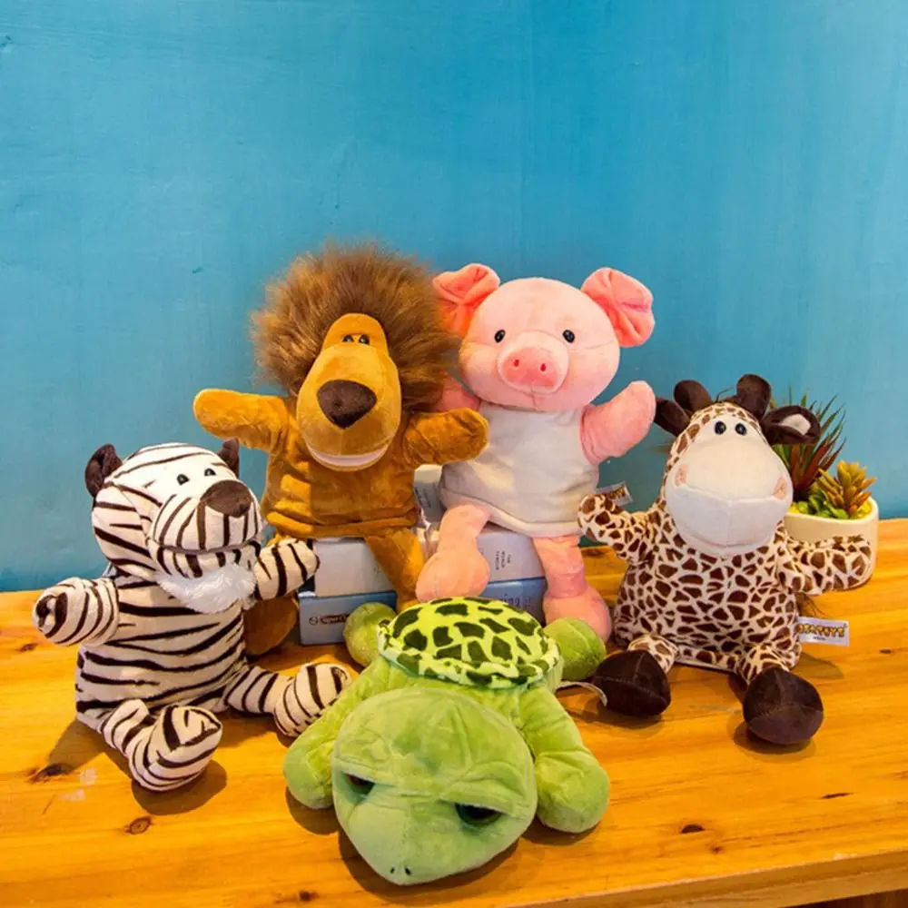 Accessoires jouets en peluche de dessin animé, poupées lapin chat, marionnette à main animale, accessoires d'histoire de maternelle, poupée à main en peluche, marionnettes pour enfants