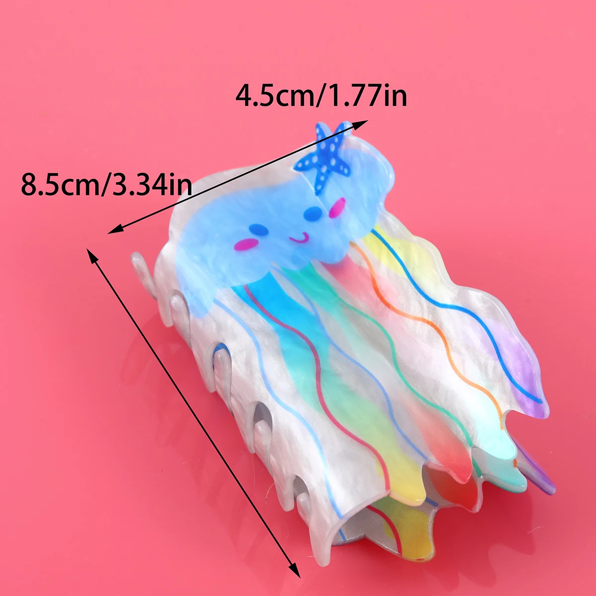 1pc Cute Jelly Fish Shape Hair Claw Acrylic Claw Clips Shark Claw Ponytail Holder Hair Accessories