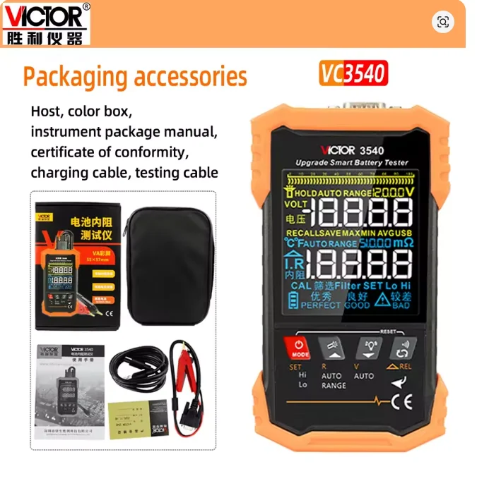 VICTOR VC3540 Digital Battery Analyzer 0~120V Automotive Diagnostic Battery Tester 0~500Ω Resistance Voltage Measur