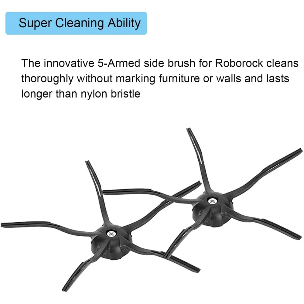 M14K10Pcs Черная мягкая силиконовая боковая щетка для робота-пылесоса Roborock S7 S6 MaxV S6 S6 Pure E4 S4 Max S4 S5 Max S5