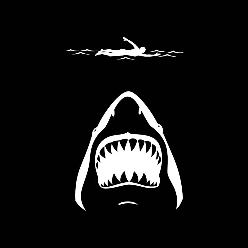 Creativity Shark Jaws Swimmer Car Sticker Interesting Vinyl Decal Auto Molding Decoration Covering Scratches 13.8x20cm