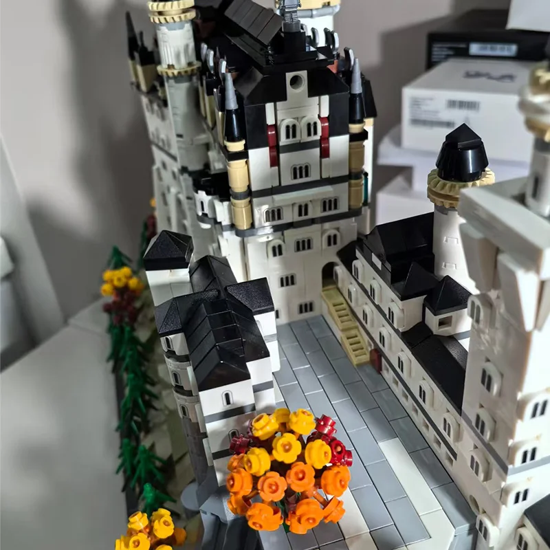 Neuschwanstein Castle Architectural Model Kit European Castle Forest landscape Building blocks Set for Adults Gift