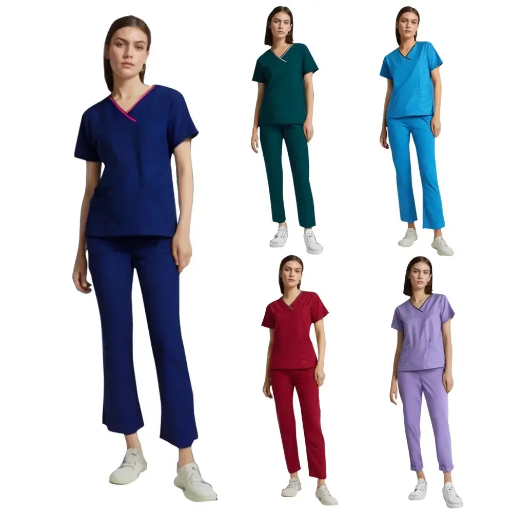 

Wholesale Nursing Sets Stretch Beauty Salon Workwear Medical Surgical Uniforms Pet Hospital Doctor Scrubs Suit Nurse Accessories