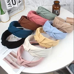 New Fashion Knotted Headbands for Women Solid Color Girls Cloth Hair Bands Wide Hairband Soft Hair Hoop Hair Accessories