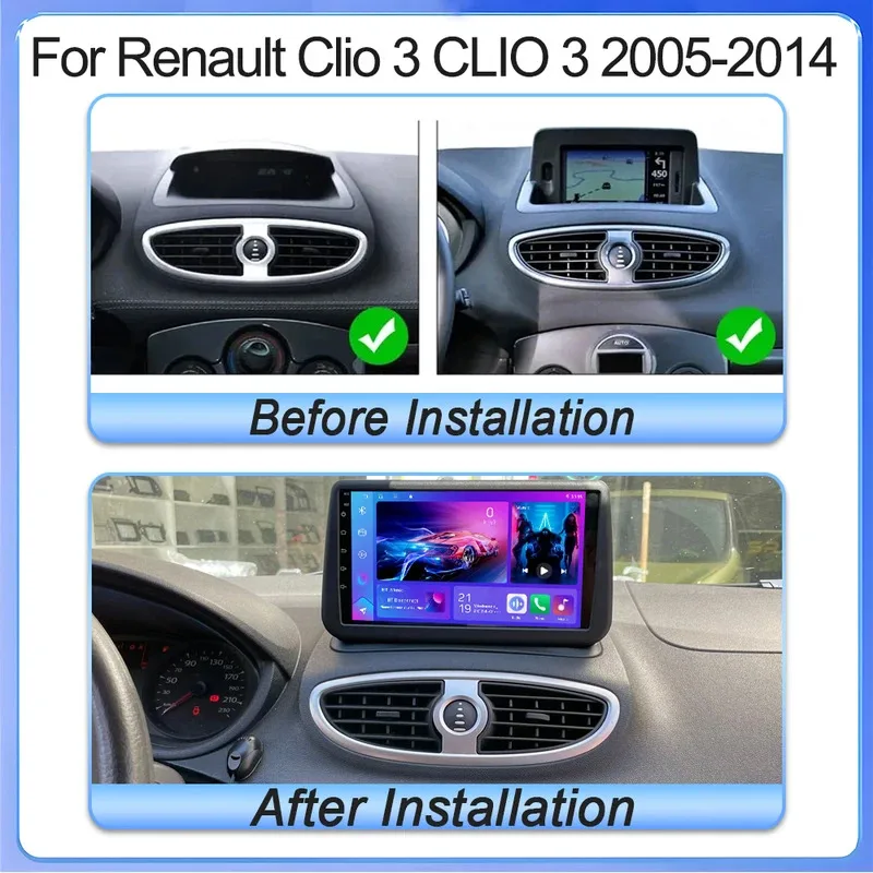Android 15 For Renault Clio 3 CLIO 3 2005 2006 2007 2008 2009 - 2014 Car Radio Multimedia Video Player GPS Stereo CarPlay 5G RDS