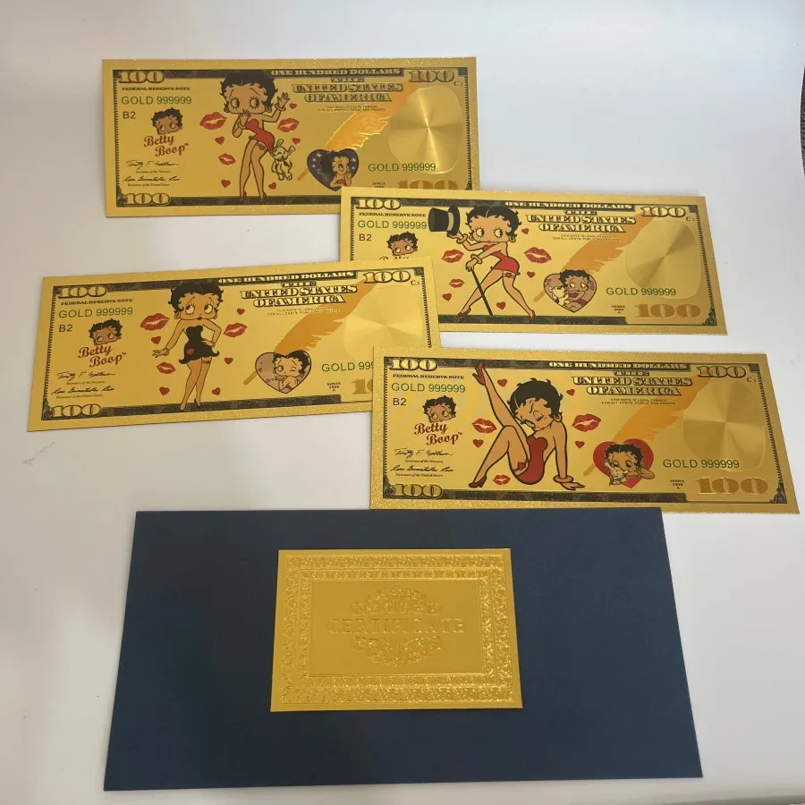 

Аниме позолоченная банкнота Дисней мультфильм Бетти девушка золотая карта фигурки аниме модель игрушки коллекция в наличии