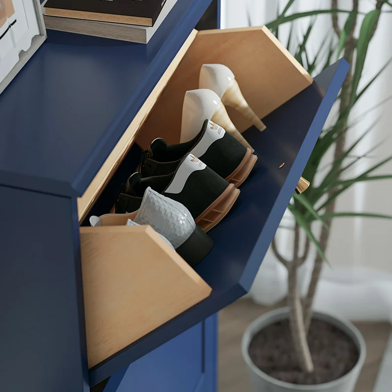 Ultra-thin shoe cabinet home tipping bucket integrated entrance cabinet installation-free multi-functional solid wood household