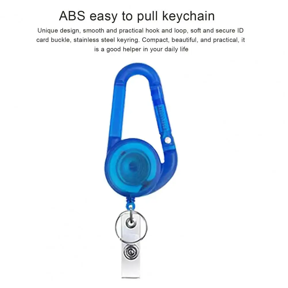 Titular crachá retrátil com mosquetão para escritório, carabiner carretel, portátil, leve