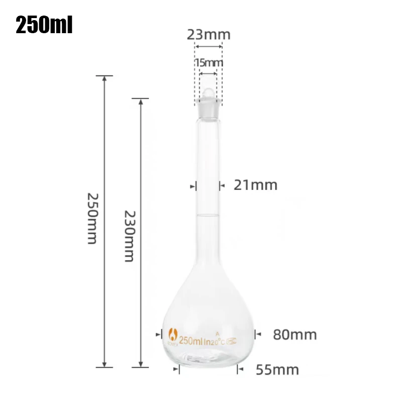 25ML-500ML Clear Lab Measuring Volumetric Flask With Ground-in Stopper Quantitative Shaker Pyknowmeter Lab Chemical Glassware