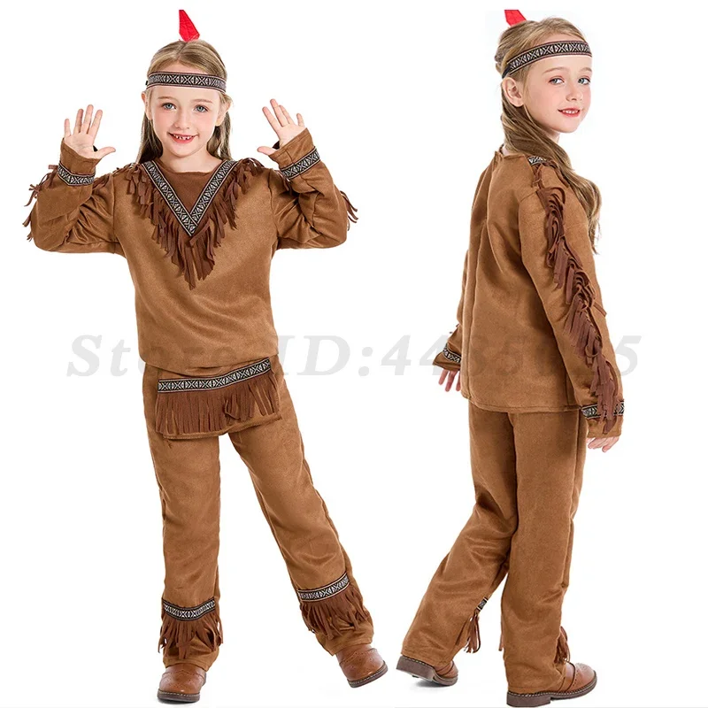 Costume de cosplay indigène pour enfants, vêtements Fantrenforpour enfants, performance sur scène, tenues de fête d'Halloween, paupières de jeu de rôle pour filles