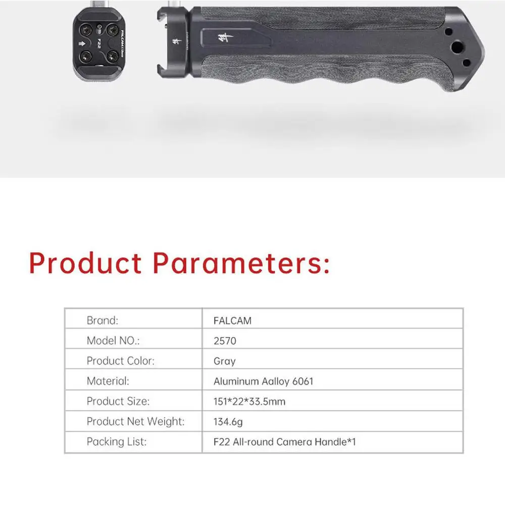 FALCAM F22 قبضة يد سريعة الإصدار مقبض كاميرا شامل مع فتحة ملولبة 1/4 فتحة تحديد المواقع ARRl لمثبت Gimbal