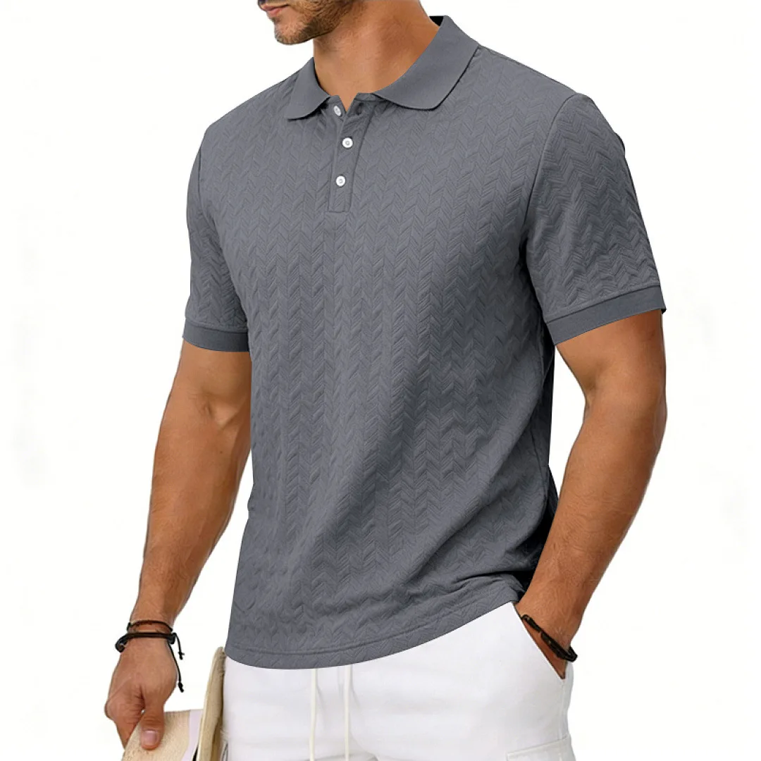 Grenzüberschreitendes Amazon American Heavy-Duty Polo-Shirt mit lockerem Texturmuster, einfarbig, Jacquard, lässig, schlicht, trendig, kurzärmelig – Detail 32