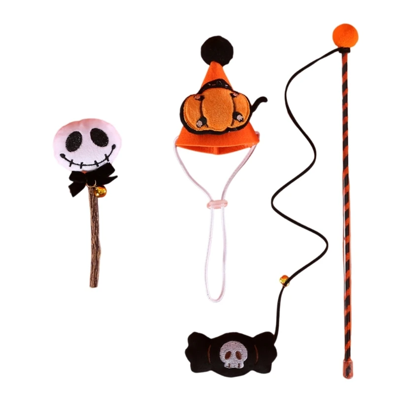 Gatti Zucca Giocattolo Teaser Bacchetta Giocattolo Cono Cappello Halloween Candy Forma Giocattolo Trasporto goccia