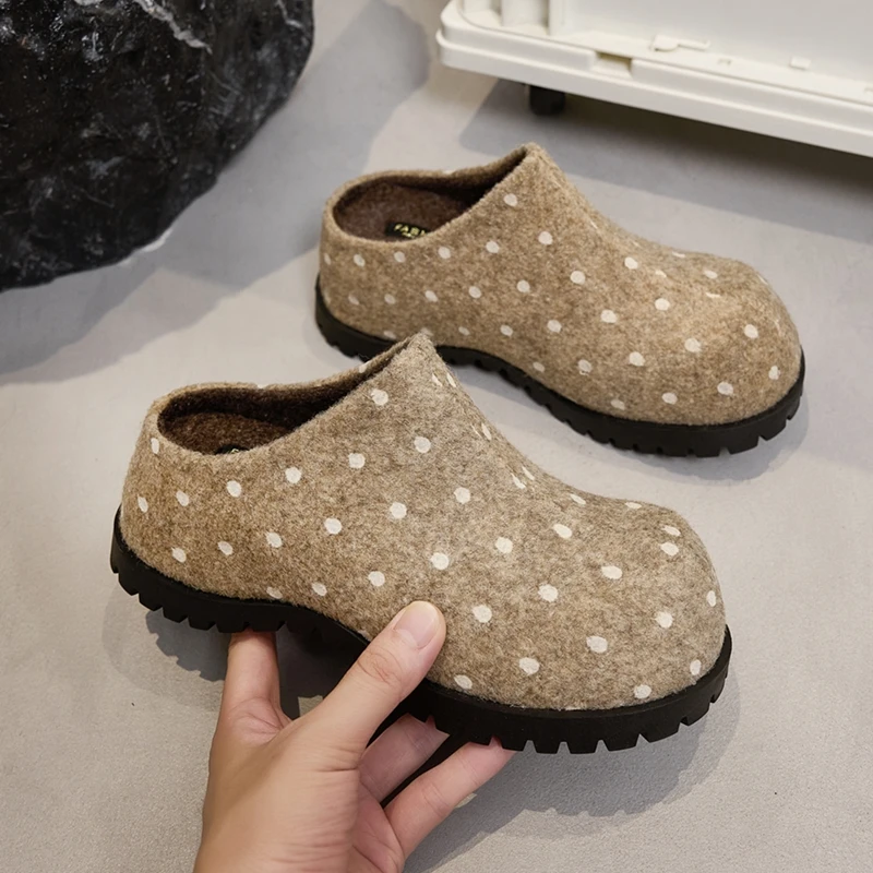 Women's Polka Dot Platform Mule Clogs - Backless Slip-On Shoes