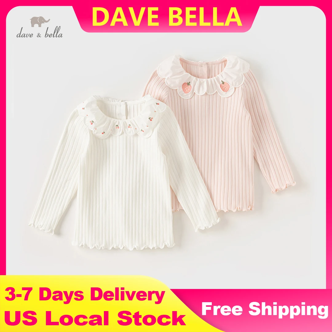 

Dave Bella Long Sleeve Spring T-Shirt for Girls Casual Cotton Top Children Autumn Soft Bottom T-shirt Outdoor Clothes DB1248201