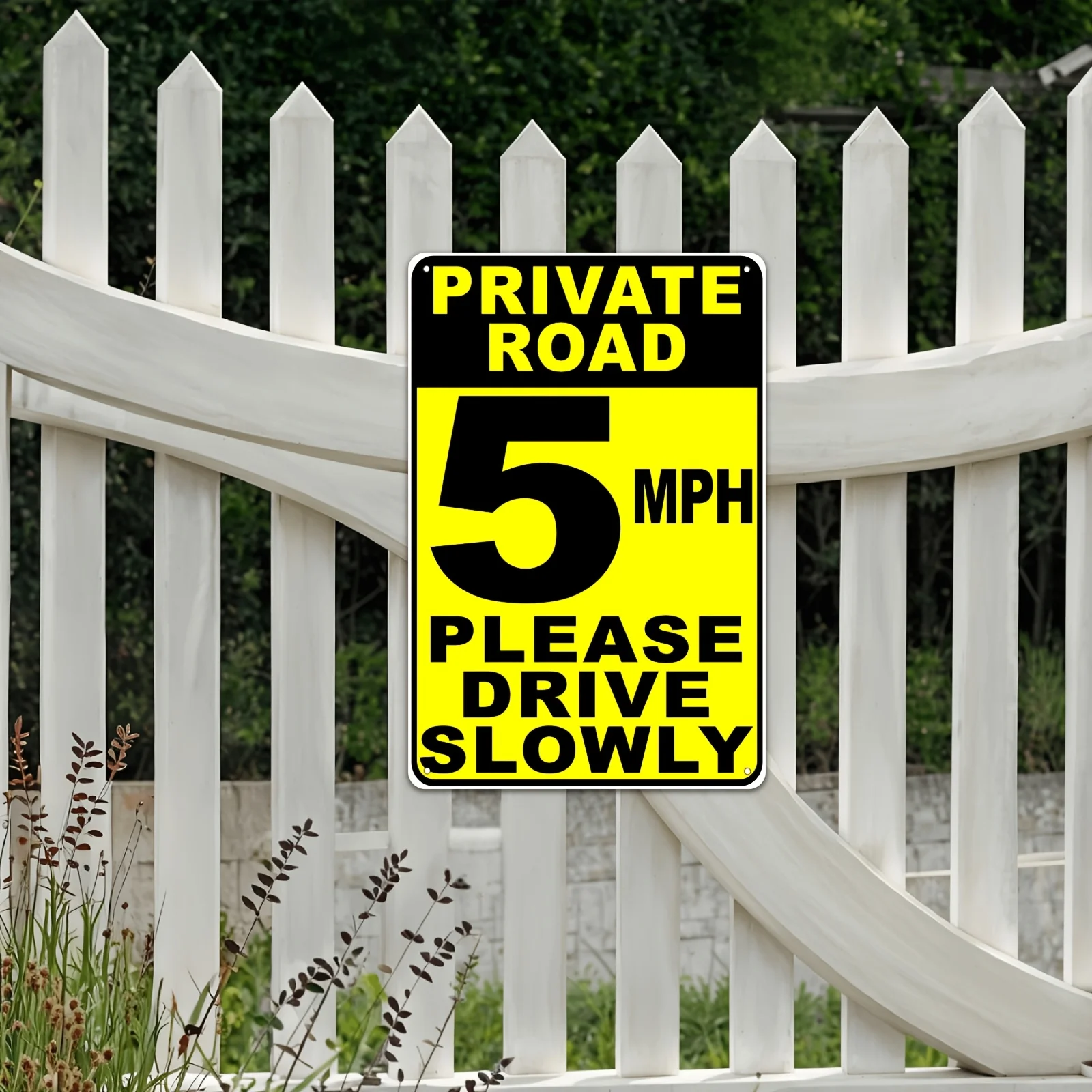 2D Flat 1pc Tin Sign Private Road Speed Limit 5 MPH Please Drive Slowly Sign. Wall Decor Metal Plaque Outdoor Wall Art Gift Idea