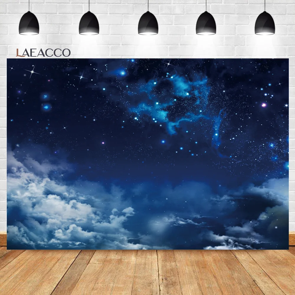 Laeacco Night Starry Sky Clouds Photography Backdrops Baby Shower Photo Backgrounds Newborn Photophone Child Portrait Photozone