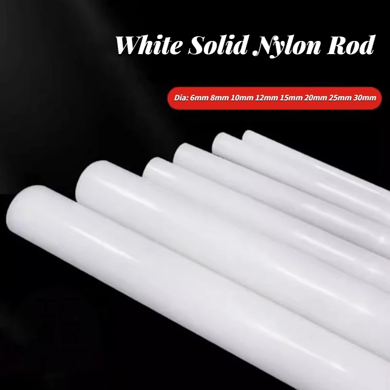 2/4/10Pcs White Nylon Rod Plastic Rod Round Rod Tough Rod Solid 6mm-30mm Processing Length 500mm