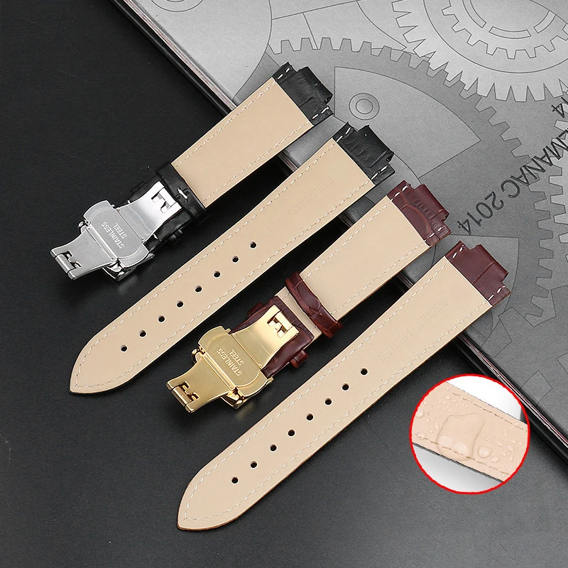 For Maserati Genuine Leather Watch Band R8821108025 R8821108039/8038/8035/8025 Trident Raised Mouth Strap Watchband 21mm 24mm